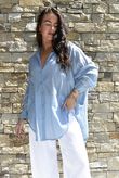 Shayle Indian Cotton Boyfriend Beach Shirt Denim
